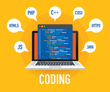 html格式编程网络开发概念笔记本电脑屏幕代码矢量库存图解插画