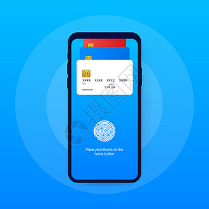 移动支付概念说明智能手机信用卡矢量说明图片