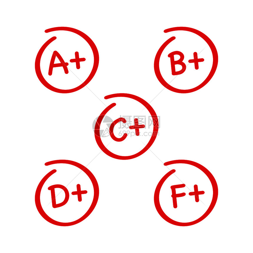 红色英文字母矢量等级插图图片