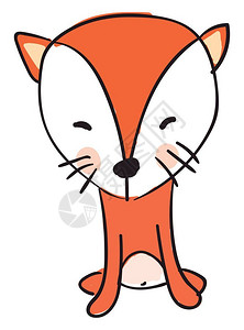 一只可爱狐狸长着一张大脸坐在矢量颜色图画或插图片
