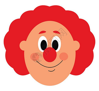 小丑鼻子边框长着大鼻子和橙色头发矢量颜图画或插的小丑脸孔插画