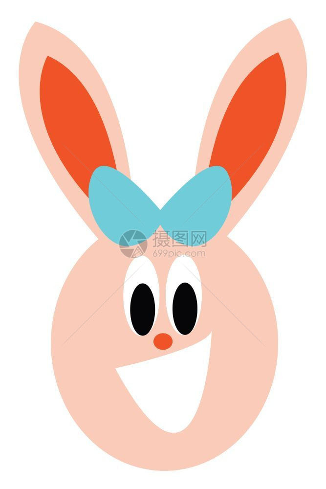 一个女孩兔子的格头矢量彩色绘画或插图上有一个可爱的弓图片