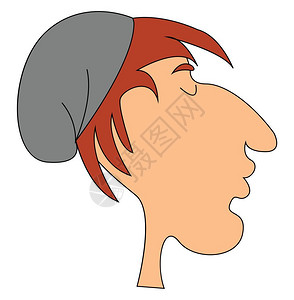 穿着灰帽子的红发懒惰男彩色绘画或插图图片