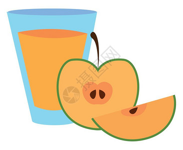 一杯苹果汁配有切片苹果矢量插图背景图片