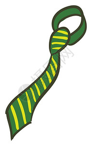 带有绿色和黄颜矢量绘画或插图的专业外观条纹领带图片