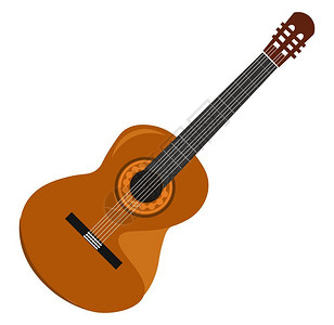 棕色的设备完美的音乐矢量颜色绘画或插图的美丽吉他插画