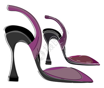 卡通紫色高跟鞋矢量插图图片