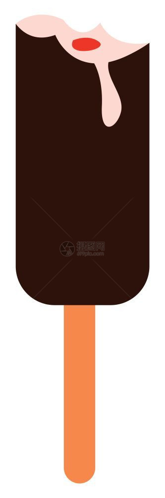 巧克力口味的棍棒冰淇淋即半食用矢量颜色绘画或插图图片