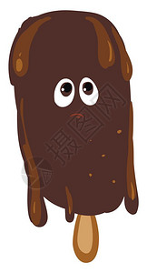 以棕色矢量颜图或插将巧克力冰淇淋熔化为褐色矢量颜图或插图片