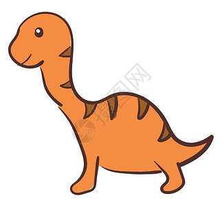 橙色的小可爱恐龙是非常年轻的矢量颜色图画或插背景图片