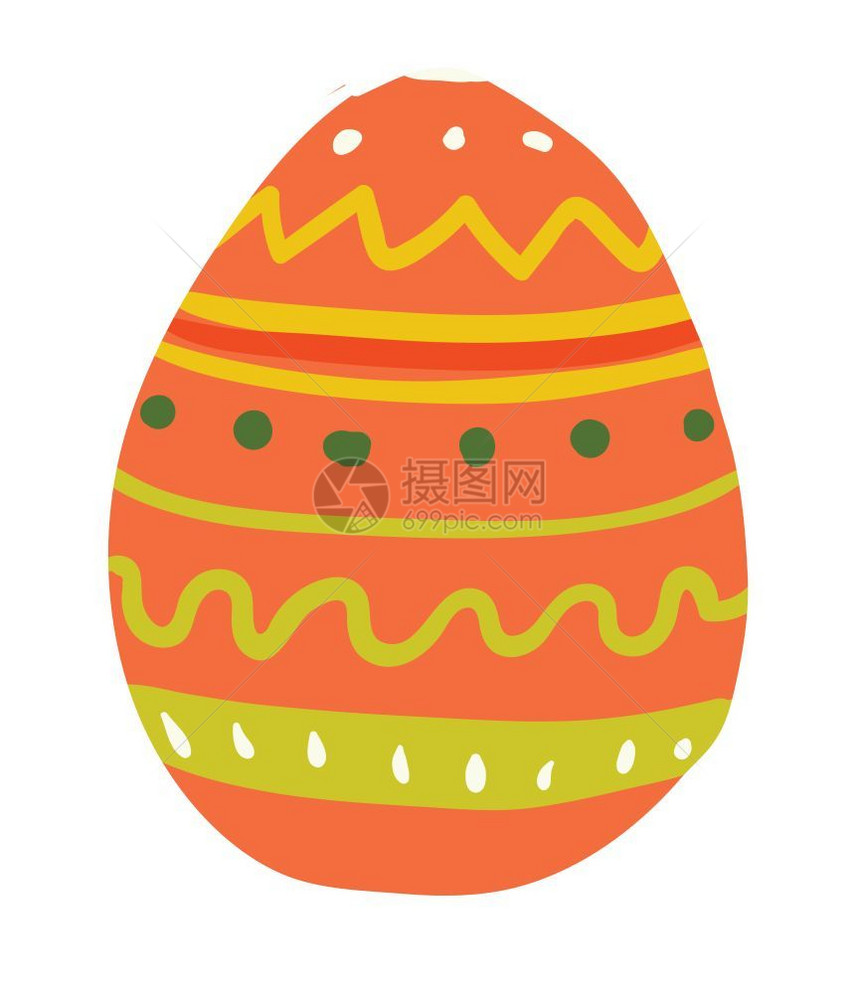 含橙色的复活节鸡蛋上面有矢量颜色图画或插的设计图片
