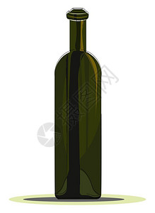 绿色的空葡萄酒瓶向量彩色绘画或插图图片