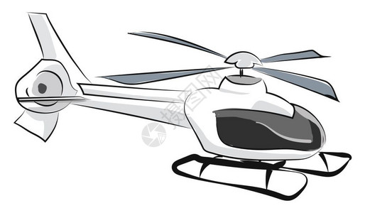 灰色的非移动直升机带有螺旋桨向量彩色图画或插图片
