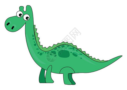 绿色脊椎龙有深绿色斑点和短腿矢量彩色图画或插图片