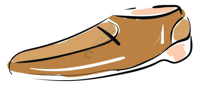 男人和浅棕色松和短脚跟的鞋子粗浅舒适矢量颜色图或插图片