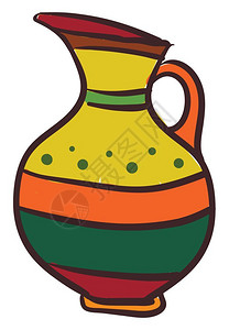 卡通彩色陶瓷罐子矢量插图背景图片