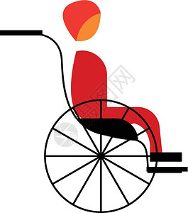 残疾人坐在轮椅上的残疾男子剪贴板矢量颜色图画或插图片