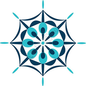 剪辑制作名为Mandala的精神符号剪辑以蓝色矢量颜绘画或插图形式制作插画