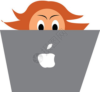 苹果键盘一个程序员正在用他的MacBook矢量颜色绘图或插撰写编程语言插画