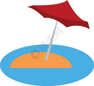 泰国金沙岛卡通矢量沙滩上的太阳伞插画