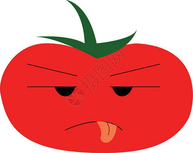 番茄水果面部悲伤表情矢量彩色绘画或插图图片
