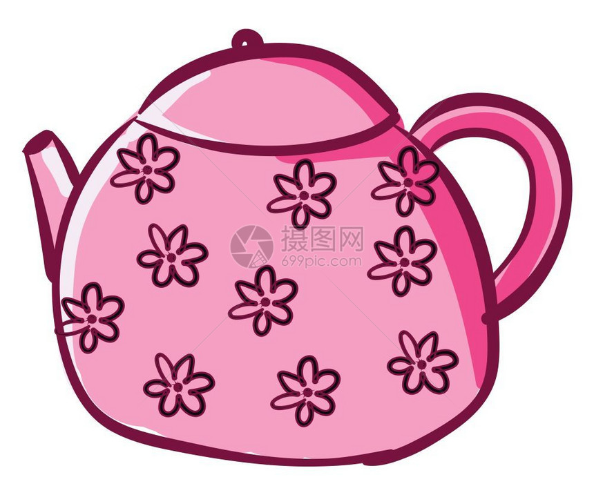 粉色水壶的剪贴板带有花岗图设计一个盖子插件手柄可以随附易用的矢量颜色图画或插图片