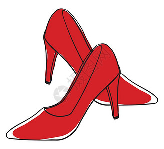 一双红色鞋子的剪贴板带有黑色子和黄底座对政党穿戴矢量彩色绘画或插图是完美的背景图片