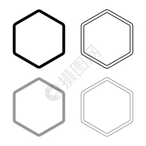六边形元件图标大纲设置黑色灰矢量说明平板样式简单图像图片