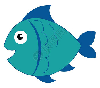 浅蓝色彩身体和深蓝彩镰形鳍和比例尺的鱼滑板在游泳矢量彩色绘画或插图时微笑插画