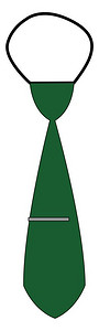 君山银针颈绿色领带的剪贴板设计时配有银针条夹片和黑色带矢量彩图画或插插画