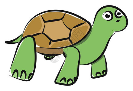陆地乌龟Emoji一种令人惊讶的缓慢移动乌龟陆地爬虫被困在一块厚的棕色外壳里双眼睛和厚腿边站立矢量彩色图画或插插画