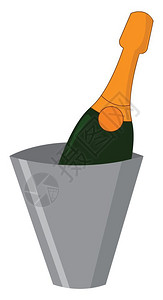 香槟桶桶里的香槟瓶子插画
