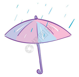 卡通粉色和蓝色雨伞图片