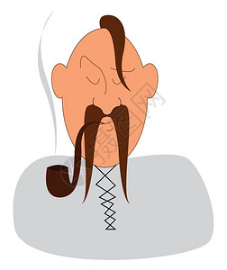 一个哥萨克人为烟草病媒彩色绘画或插图而抽烟管的漫画图片