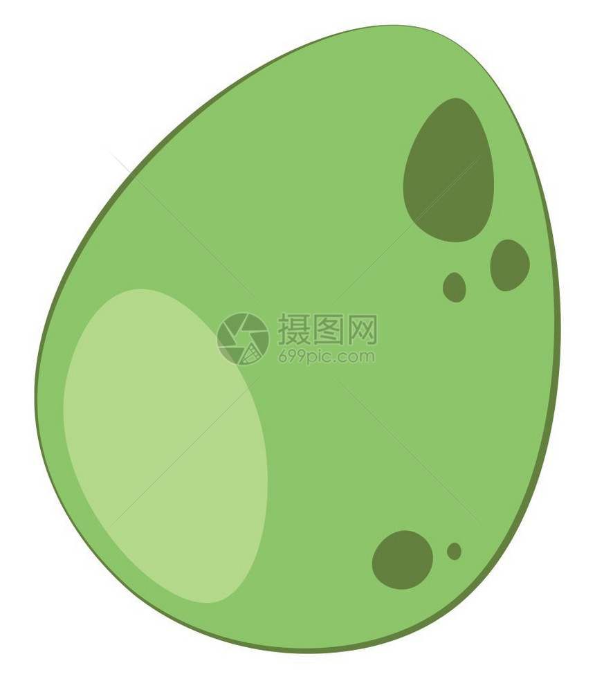一个巨大的绿色恐龙蛋矢量彩色画或插图图片