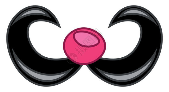 一个有趣的胡子带着有趣的粉色鼻子向量彩色画或插图图片