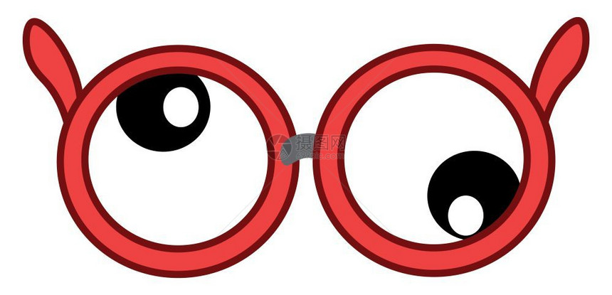 有趣的红色谷歌眼镜矢量彩色画或插图图片