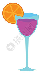 酒精块一杯紫色鸡尾酒插画