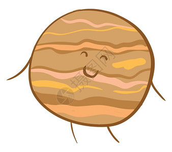 棕色木星行面带微笑手脚矢量彩色画或插图图片