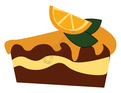 一个美味的柠檬蛋糕上面有柠檬矢量彩色画或插图图片
