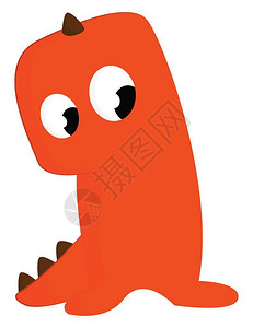 橙色恐龙看上去像怪物双眼没有嘴矢量彩色画或插图图片