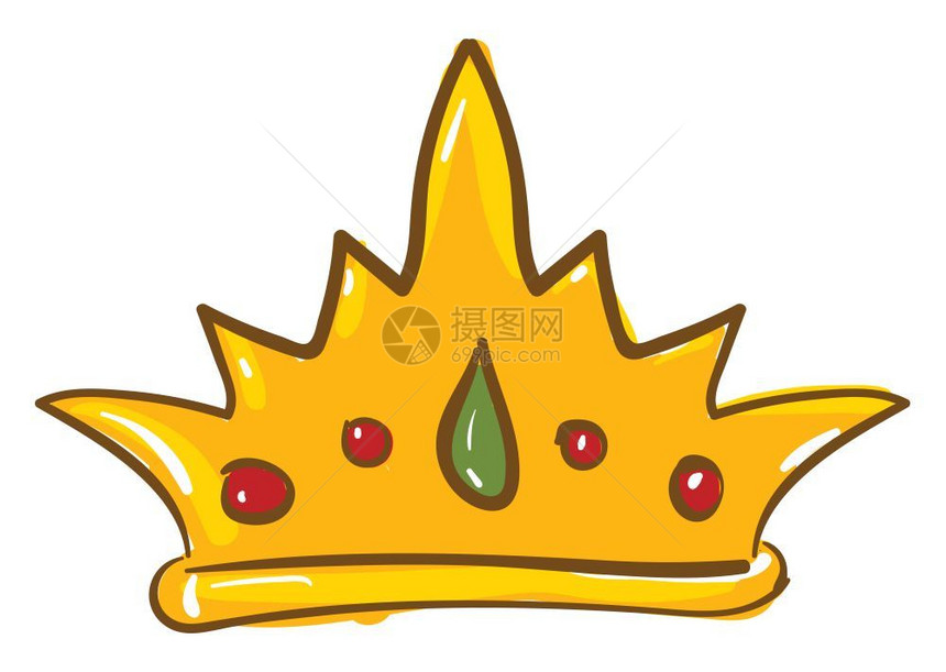 皇后的金冠红绿宝石向量彩色画或插图图片