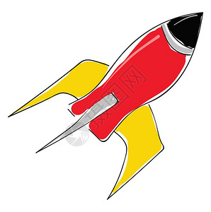 有黄鳍和黑色驾驶舱向量彩色图画或插的红色火箭图片
