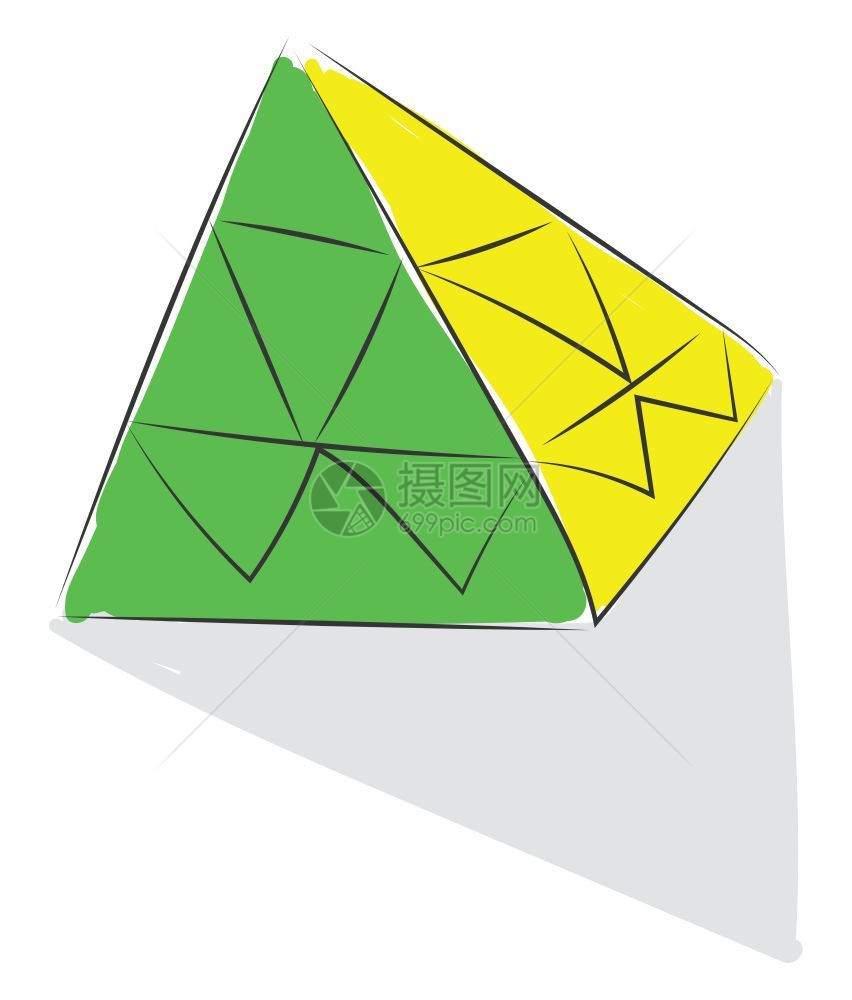 绿色和黄拼图金字塔矢量彩色图画或插图片