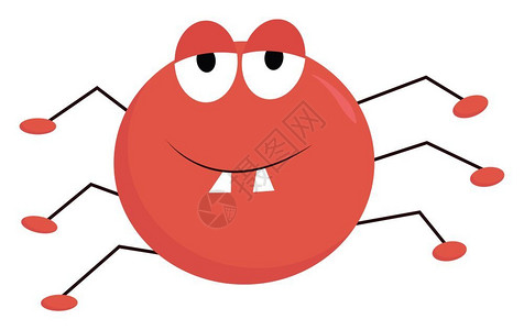 一只红蜘蛛有六条腿冷却坐下矢量彩色画或插图插画