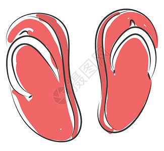 红色拖鞋与传统的拖鞋向量彩色图画或插相比红色露天的单室内拖鞋比传统的彩色图画或插更舒适柔软插画