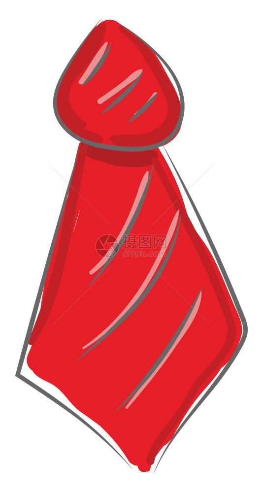 红色领带设计成配有对比板条纹详细列出衣领下男子的合适衣服在喉咙矢量彩色绘画或插图上系结图片