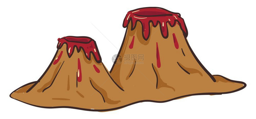 卡通棕色火山矢量插图图片
