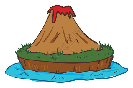 卡通棕色火山矢量插图背景图片