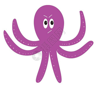 涂漆棕色章鱼加上雨伞形的钟声和尾随触角表示愤怒矢量颜色图画或插图片